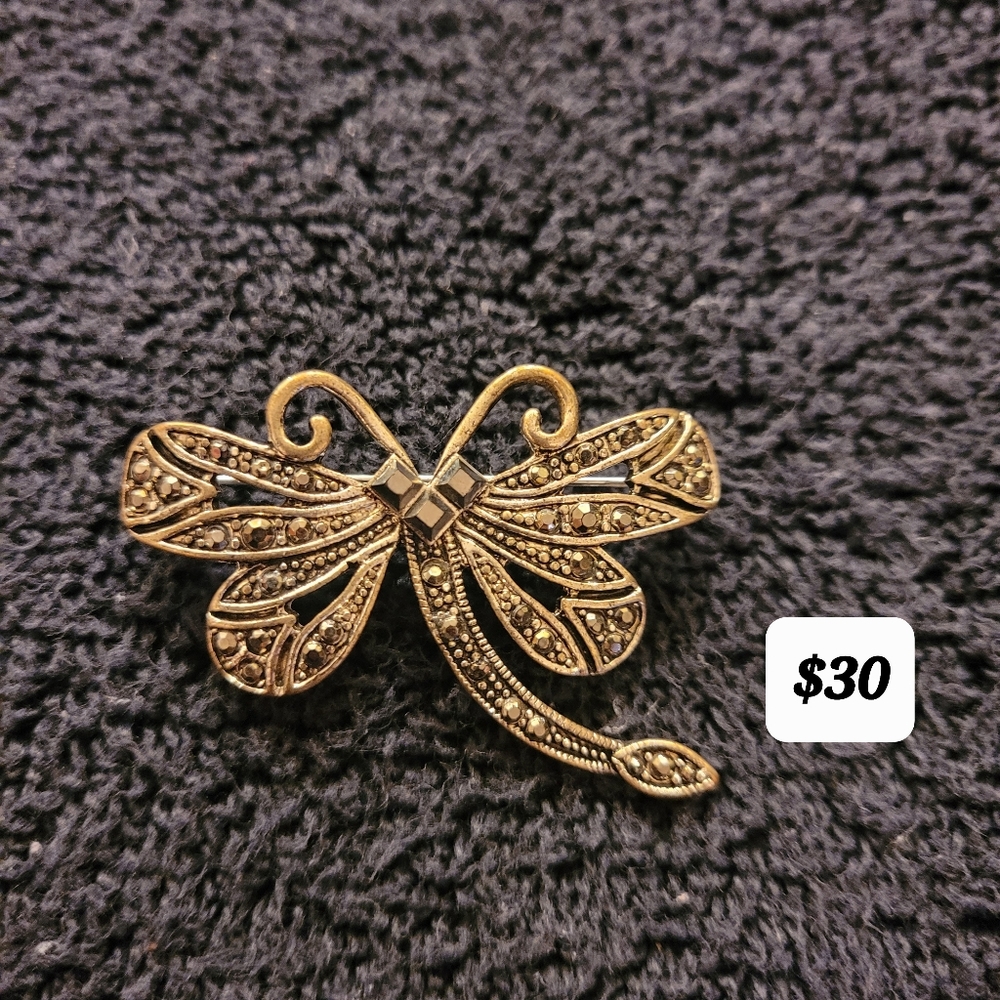 Vintage Silver Tone Dragonfly Brooch